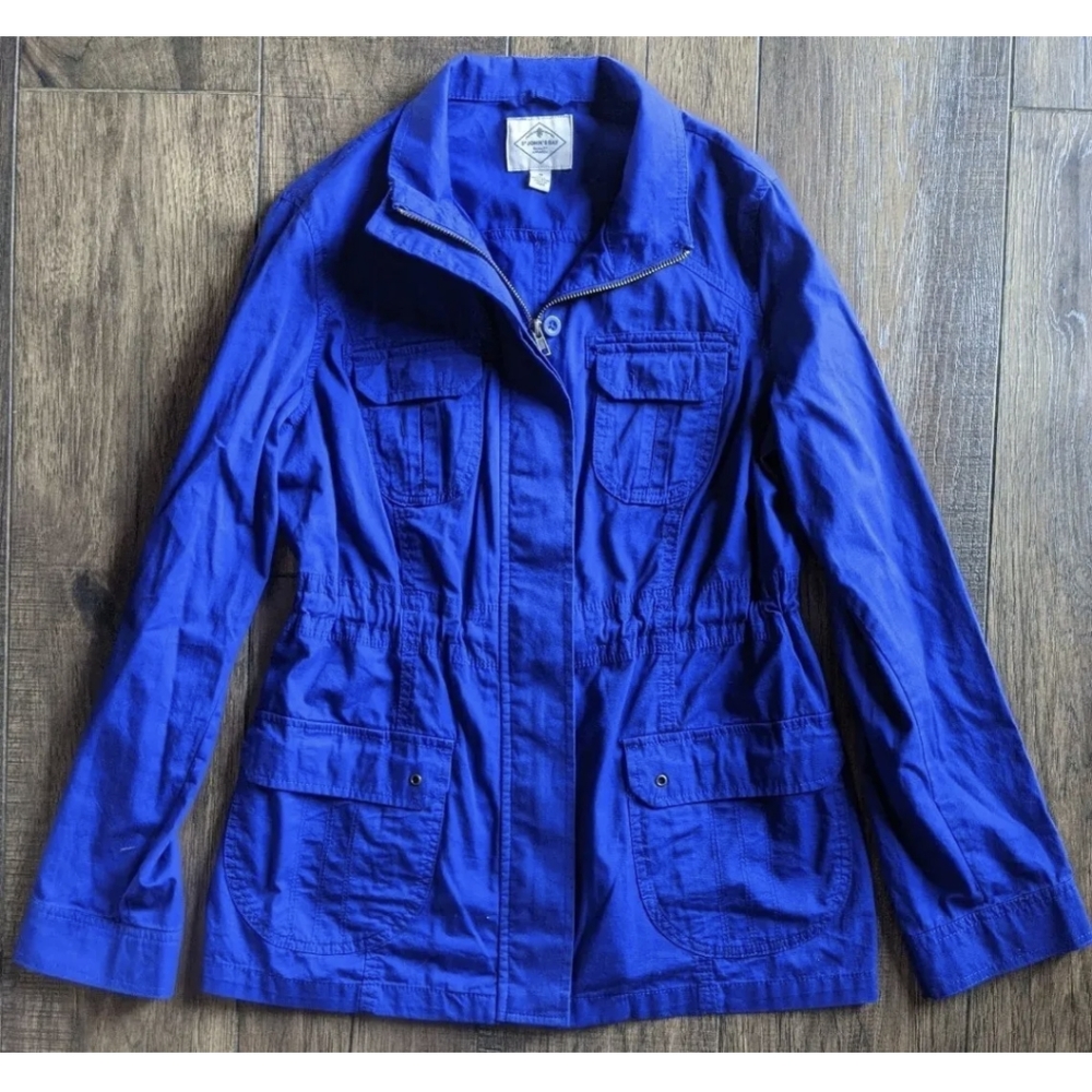 St Johns Bay Medium Zip Up Jacket Bright Blue, Buttons at Neck & Cinch Waist. - Picture 12 of 12